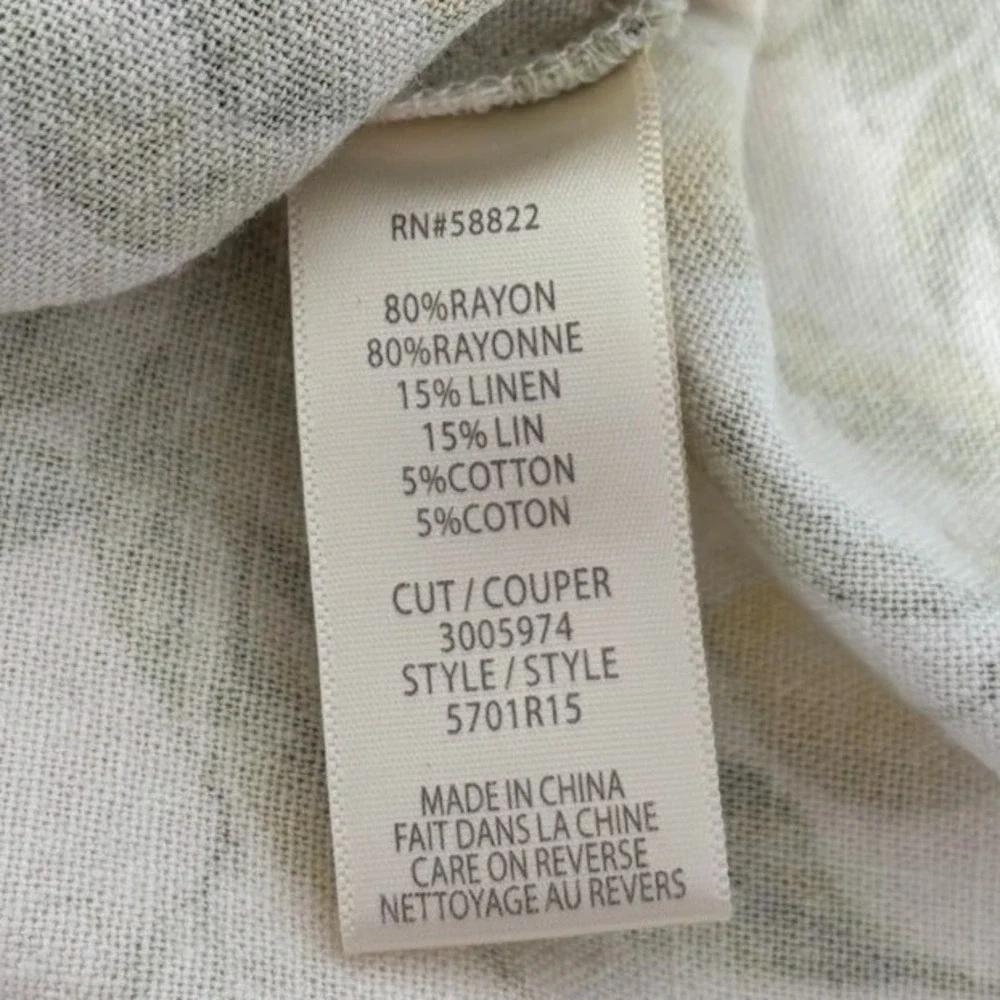 Max Studio Lemon Fruit Linen Midi‎ Skirt XS Euro Summer Coastal Cottage Pockets